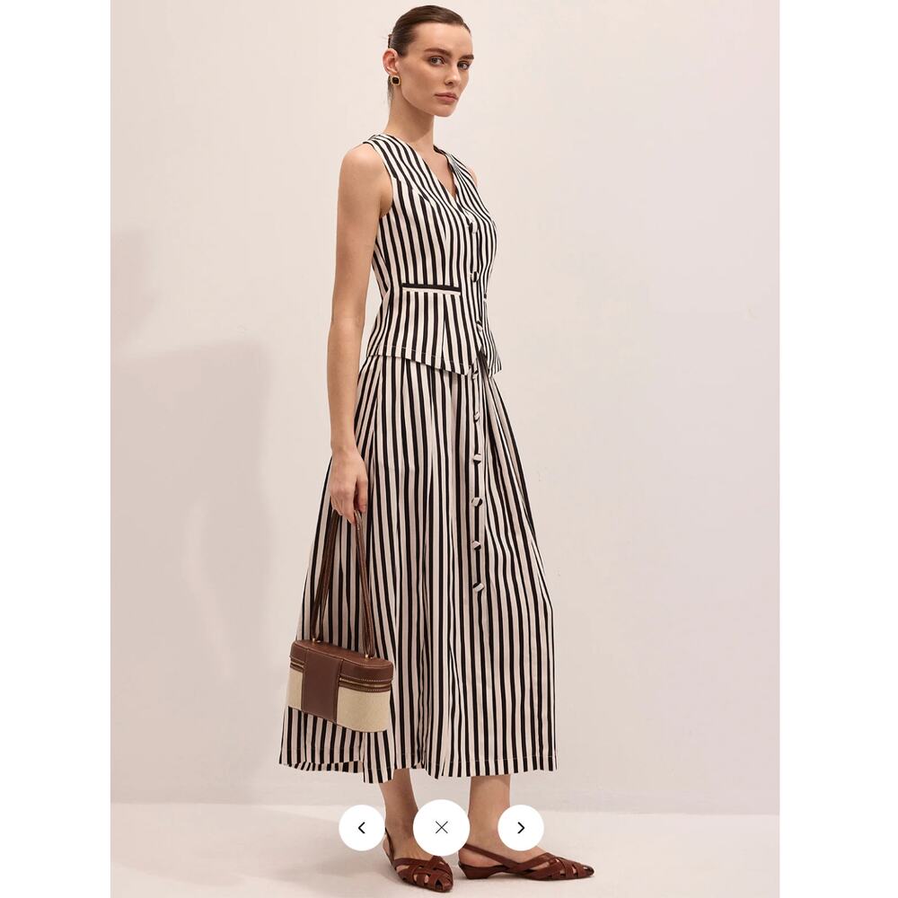 NWT Commense Striped Sleeveless Vest & Maxi Skirt Set Sz L - Picture 3 of 5